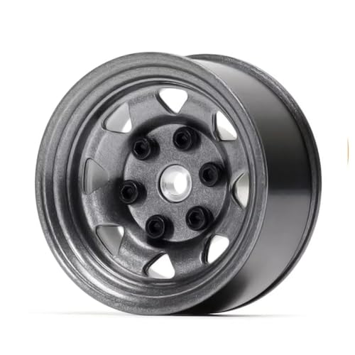 4PCS 1.55 inch Metal Beadlock Wheel Hub RC Car Aluminum Alloy Wheel Rim Compatible with 1/10 RC Crawler Car Model D90 TF2 Tamiya CC01 CC02 LC70 LC80 (Grey) - color: Grey