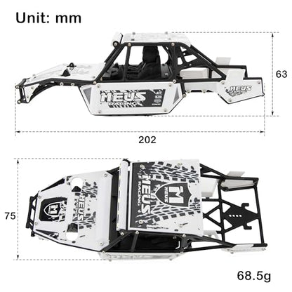 MEUS RACING Mantis24 Body with Roll Cage for Axial 1/24 SCX24 RC Crawler (White) - color: White