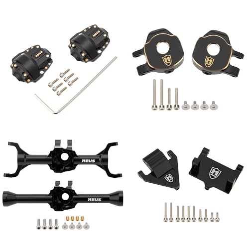 MEUS RACING Ascent 32 Axle Housing with Skid Plate Diff Cover and Steering Knuckles Kit for Redcat Ascent-32 1/32 RC Crawler Upgrades (Black) - color: Black