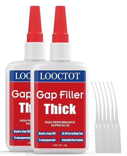 LOOCTOT 60g(2.12 oz) Gap Filler Thick Super Glue Premium Adhesive,CA Glue for Woodworking, Woodturning, Hobby Models, Glass, Plastic, Rubber, Metal.Quick-Dry Waterproof Clear - style: CA-thick