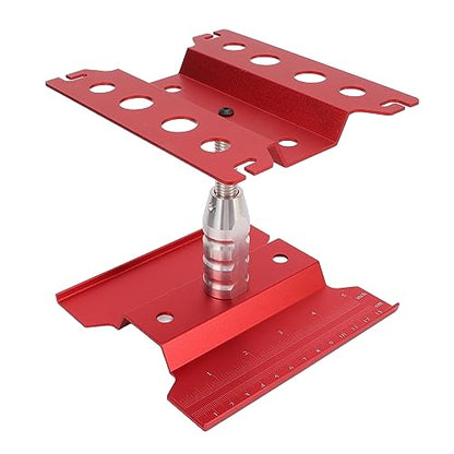 RC Car Repair Station and Screw Plate Set, Aluminum Alloy Work Stand for 1/8 1/10 1/12 1/16 Scale RC Cars, Adjustable Height with Magnetic Screw Tray and Non - Slip (Red) - color: Red