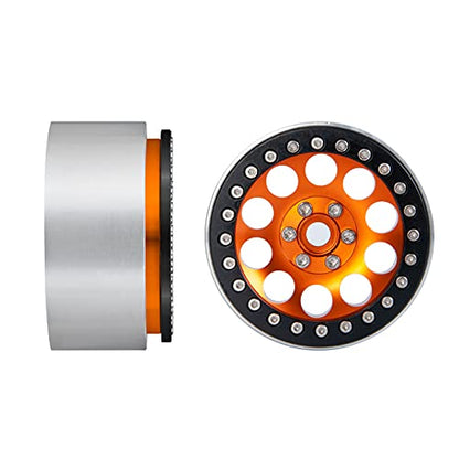 Aluminum 2.2" Beadlock Wheels Rims 35mm for 1/10 RC Crawler Truck Car SCX10,SCX10-II,TRX4,Wraith,4PCS (Orange) - color: Orange