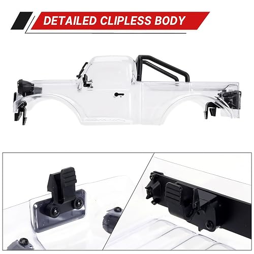 AMK TRX4M Clear Body Shell Kit for 1/18 RC Crawler TRX4M Bronco Defender Upgrade Parts with Decorative Accessories