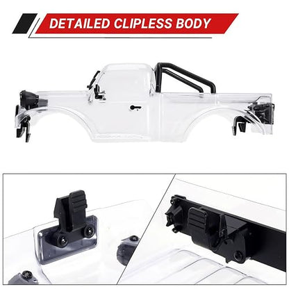 AMK TRX4M Clear Body Shell Kit for 1/18 RC Crawler TRX4M Bronco Defender Upgrade Parts with Decorative Accessories