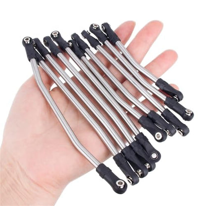 RC Car Upgrade Parts for Axial for SCX10 II 90046 1/10 RC Car Upgrade Parts Stainless Steel 10Pcs Links Rod Set with Ball End 313/324mm Wheelbase - size: 324mm