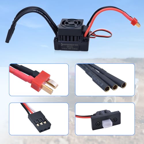 Surpass Hobby RC Brushless Motor and ESC Combo Waterproof 2S Lipo 3650 2300KV Brushless Motor and 60A ESC Combo Set for 1/10 Remote Control Cars Trucks Off-Road Vehicle - size: 2300KV, style: 3650 Motor and 60A ESC