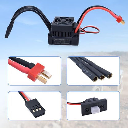 Surpass Hobby RC Brushless Motor and ESC Combo Waterproof 2S Lipo 3650 2300KV Brushless Motor and 60A ESC Combo Set for 1/10 Remote Control Cars Trucks Off-Road Vehicle - size: 2300KV, style: 3650 Motor and 60A ESC
