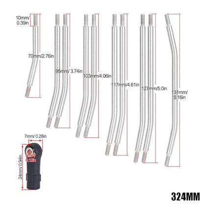 RC Models Parts For Axial For SCX10 II 1/10 90046 313/324mm Metal RC Crawler Car RC Links Upper Lower Linkage For Chassis Link Set With Plastic Rod Ends(324mm) - size: 324mm