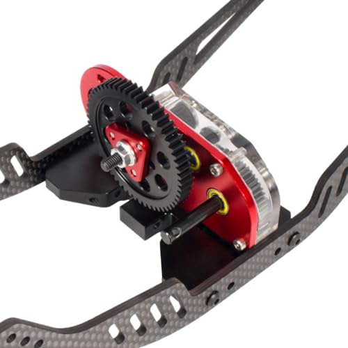 SCX10 LCG 2 Low Transmission 30% Overdrive Gearbox with Non-Slip Shell for 1/10 Axial SCX10 III II TRX4 RC Crawler Car Upgrade Parts (Red) - color: Red