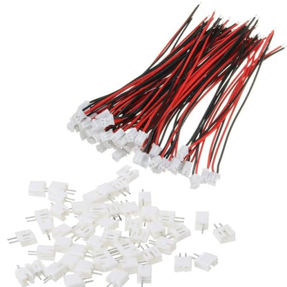 50PCS 25 Sets Mini Micro JST-PH 2.0mm 2 Pin Male Connector with 100mm Silicone Wire Cables and Female Socket JST PH 2.0 Connector Kit 22AWG - 10CM