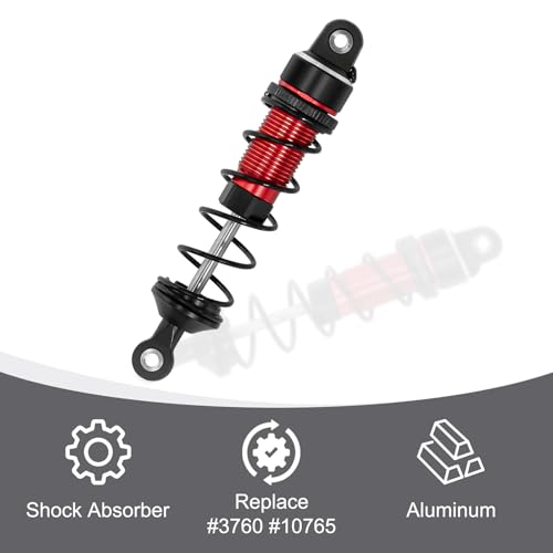 Aluminum 1/16 RC Shock Absorber Front Rear Adjustable Springs Shock Damper | for 1/16 Traxxas Mini Maxx 4WD 107154-1 Mini XRT VXL-3S 108076-1 RC Truck Upgrade, 4PCS, Red - color: Red