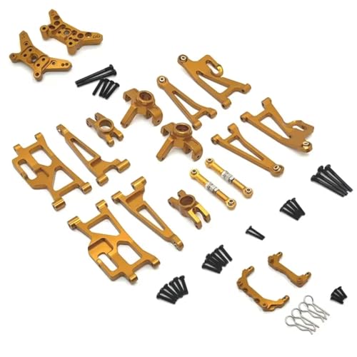 RC Replacement Parts for MJX 14209 14210 1/14 Metal Steering Cup Upper Lower for Swing Arm Set Shock Tower Bracket Body Post RC Car Upgrade Parts Accessories(Yellow) - color: Yellow