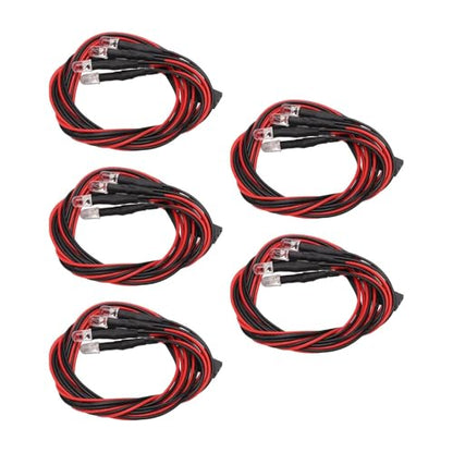 HERCHR 5PCS RC LED Light Kit, 5mm Headlights/Taillight Kit (2 White 2 red) for Hsp, Redcat, Axial, Scx10, D90, Hpi RC Cars Crawler Light Accessories