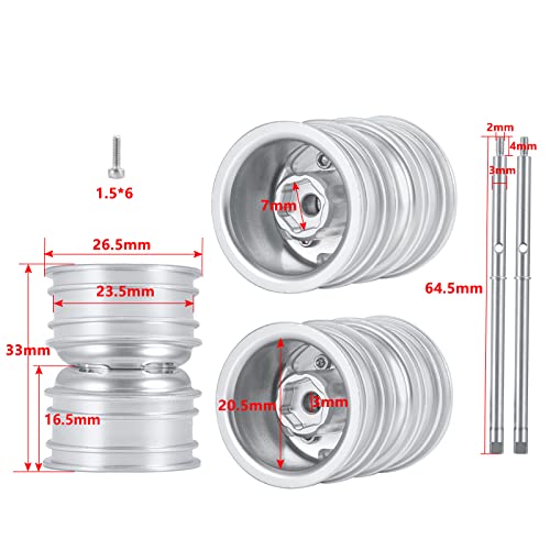 2pcs Rear Dual Wheel Rims Wheel Hubs with Rear CVD for 1/24 Axial Scx24 | Metal for AXI90081 Deadbolt C10 AXI00002 B-17 AXI00005 Upgrade