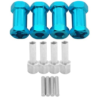 4Pack Vgoohobby 12mm Aluminum Wheel Hex Hub 25mm Offset Extension Hex Drive Adapter Combiner Coupler Compatible with Axial Scx10 D90 Wraith CC01 1/10 RC Crawler Car,Blue