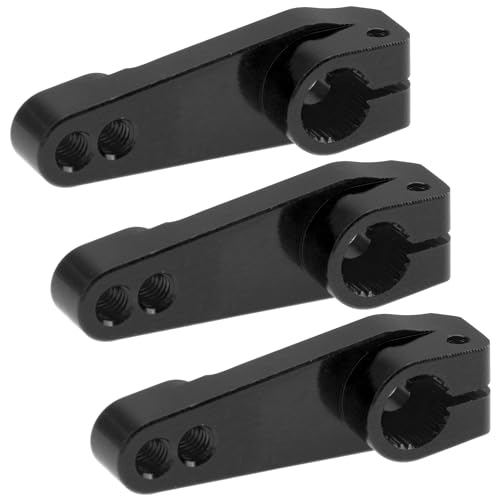 ShareGoo 3Pcs Metal 25T Servo Horn 25 Teeth Steering Servo Arm M3 Threads Compatible with Futaba Savox Power HD HSP Servos Motor Fit for 1/8 1/10 RC Off Road Crawler Drift Car Boat (Black) - color: Black