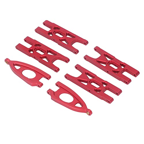 1 10 RC Front and Rear Suspension Arm Set Aluminum Alloy Upgrade Accessories for 1 10 Remote Control Car High Strength Metal Suspension Arms with Stable Performance (Red) - color: Red