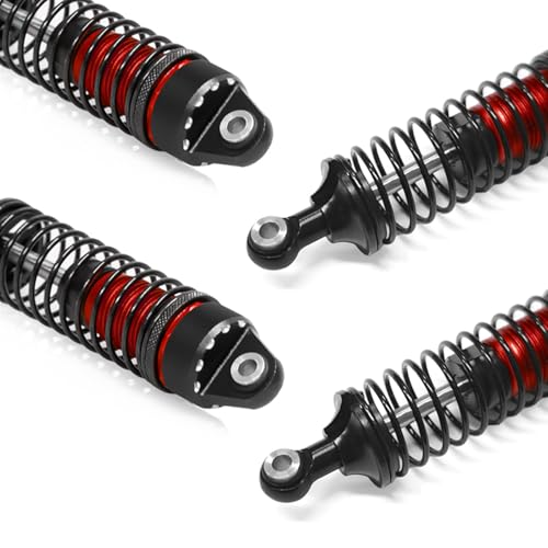 Aluminum RC Shock Absorber Set Damper for Arrma 1/18 Granite Grom 1/16 Mojave Grom 1/14 Typhon Grom RC Truck Upgrade Parts 4pcs/Set,Replace # ARA330806(Red)