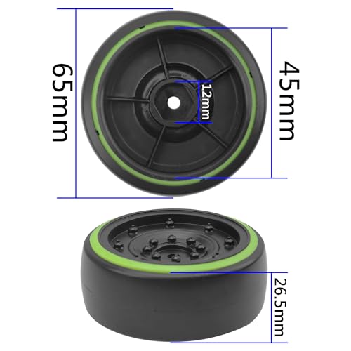 4Pack ShareGoo OD2.55inch Hard Plastic 1/10 RC Drift Car Tires & Wheel Rims 12mm Hex Compatible with Traxxas 4Tec 2.0 HSP Tamiya TT01 TT02 Kyosho RC 1/10 On-Road Drift Drifting RC Car (Green) - color: Green