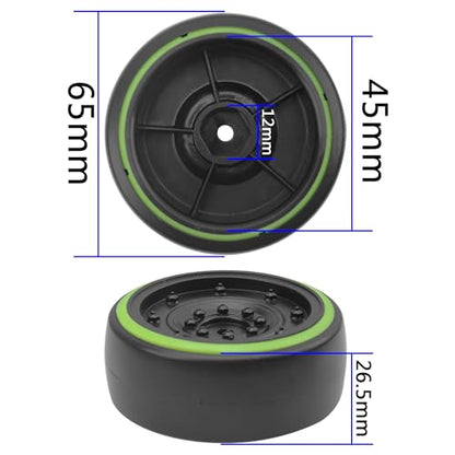 4Pack ShareGoo OD2.55inch Hard Plastic 1/10 RC Drift Car Tires & Wheel Rims 12mm Hex Compatible with Traxxas 4Tec 2.0 HSP Tamiya TT01 TT02 Kyosho RC 1/10 On-Road Drift Drifting RC Car (Green) - color: Green