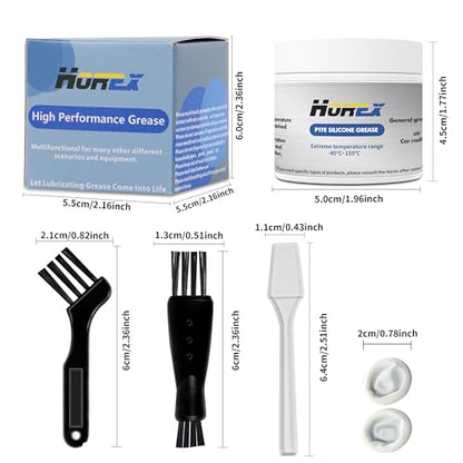 Automotive 20% PTFE Silicone Grease 50g Car Door Handle Hinge Window Sunroof Rail Garage Door Opener All Purpose Lubricant Air Condition Damper Actuators Radiator Triple Valve Converters Marine