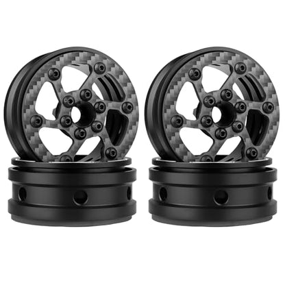 HobbyPark Carbon Fiber 1.9 Beadlock Wheels Rims for TRX4 SCX10 1/10 Crawler Car 1.9 inch Beadlocks Upgrades (Style C) - style: Style C