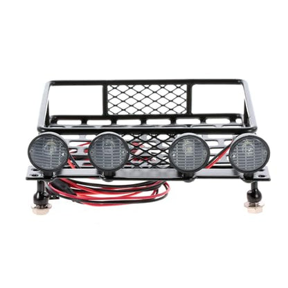 HUIOP RC Luggage with Light, Roof Rack Luggage Carrier with Light Bar for 1/10 RC Crawler Axial SCX10 D90 110 TRAX4 HSP RC Car Parts