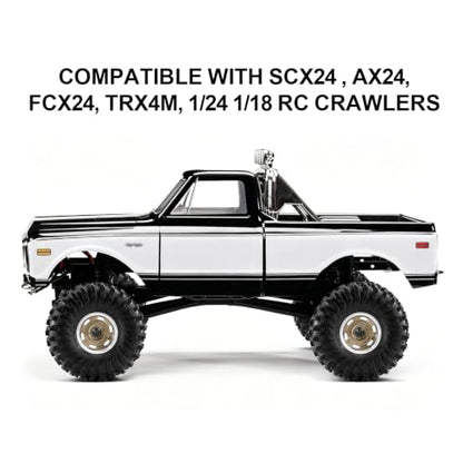 1.0" Beadlock Aluminum Wheels and 64mm Soft Rubber Tires | for SCX24, TRX4M, Ascent 18, FCX24, 1/18 1/24 RC Crawler, 7mm Hex, 0mm Offset, with Foam Inserts, (Bronze A) - color: Bronze A