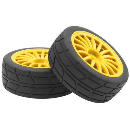 4Pack Vgoohobby OD70mm RC 1/10 On Road Rubber Tires w/Plastic Wheel Rims 12mm Hex Compatible with HSP HPI Redcat Tamiya Traxxas Kyosho 1/10 RC On Road Racing Touring Car (Yellow) - color: Yellow
