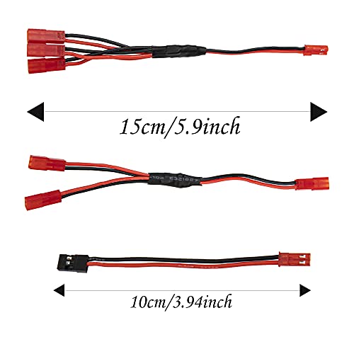 8Pcs JST Plug Y Splitter,JST to JR Male Female Wire Adapter JST Y-Harness Connectors Parallel Extension Cable Compatible with Traxxas TRX-4 RC Crawler Receiver ESC Winch Cooling Fan Led Lights