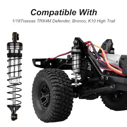 HobbyPark 59mm Aluminum Shocks for TRX4M 1/18 Crawler Shock Absorber Upgrade with Adjustable Shock Mounts Front & Rear Shock Towers (Black) - color: Black