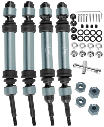 RC Drive Shaft CVD Axles Upgrades Part for 1/10 Slash VXL 4X4,Rustler VXL 4X4,Stampede VXL 4X4,#45 Steel Front Rear Driveshaft with Hex,Titanium - color: Titanium - Upgrades