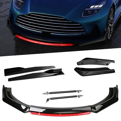 Universal Car Front Bumper Lip Spoiler Body Kits + 2M / 86.6" Side Skirt Extension Rocker Panel Body Kit + 48CM Auto Rear Bumper Lip Diffuser (63"-70" Red) - color: 63"-70" Red