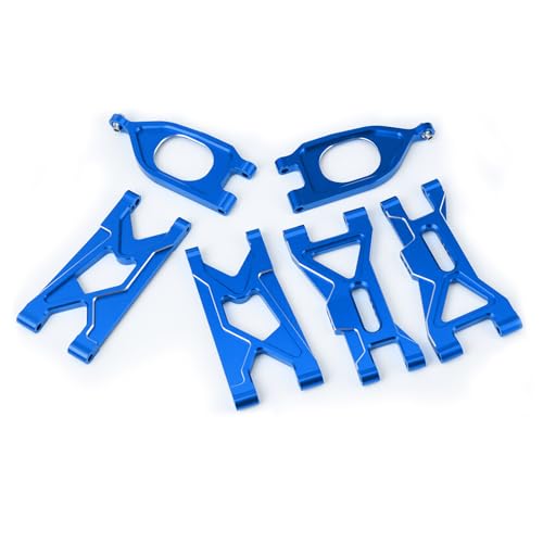 Aluminum Alloy RC Front Upper Lower Suspension Arm Swing Arm &Rear Lower Arm for Arrma 1/10 GORGON 4X2 2WD Gorgon Monster Truck (Blue) - color: Blue