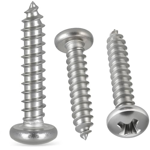 #12 x 3/4" Pan Head Wood Screws, Phillips Drive,304 Stainless Steel, 120 Pack - size: #12 x 3/4"