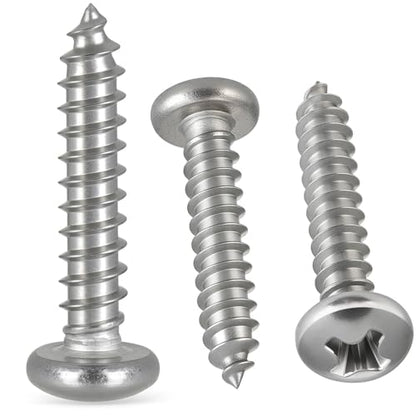 #12 x 3/4" Pan Head Wood Screws, Phillips Drive,304 Stainless Steel, 120 Pack - size: #12 x 3/4"
