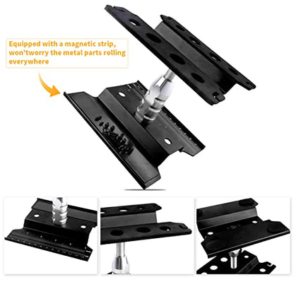 Aluminum Alloy RC Car Repair Work Stand Hobby Tool Set 360 Degree Rotation Lift/Lower and RC Screws Kit Repair Tool Box for 1/8 1/10 1/12 1/16 1/18 RC Car Truck Buggy Models (Black) - color: Black