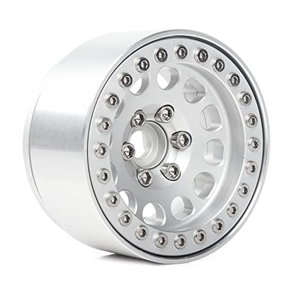 INJORA RC Rims 4pcs 1.9 Inch Beadlock RC Wheel Rim Set Wheel Hub for 1:10 RC Crawler Axial SCX10 SCX10 II 90046 SCX10 III AXI03007 TRX4 D90 12mm Hex (Silver) - color: Silver