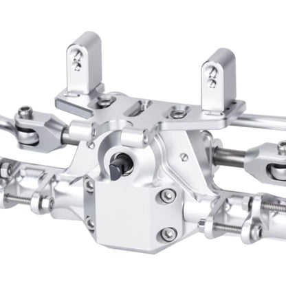 +9mm Aluminum Front Rear Straight Axle with Hydraulic Steering Link for 1/24 RC Crawler SCX24 Deadbolt C10 Jeep Gladiator Parts (Silver Set) - color: Silver Set