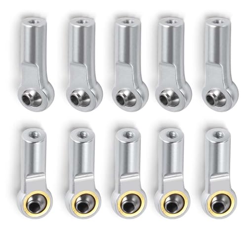 20pcs Aluminum Link Rod End Joint M3 Metal Ball End Head Holder Tie for 1/10 RC Axial SCX10 90046 (Silver)