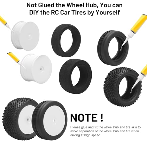 1/10 RC Car Tires and Wheels, daitoku 12mm Hex 1/10 RC Off Road Racing Tires and Wheels Rims for 1/10 Serpent Spyder SRX2 SRX4 XRAY XB2 Tekno EB410 yokomo yz4 Tamiya TD4 TT-02B DF-02