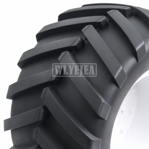 4PCS 1/8 Scale RC Monster Truck Rubber Tire w/17mm Hex Plastic Wheel Rim 170mm/90mm Rubber Rocks Tyres Set Fit for 1/8 Traxxas Sledge 95076-4 Arrma Kraton 6S Typhon 3S HSP HPI Redcat Kaiju - color: 1/8 White 1