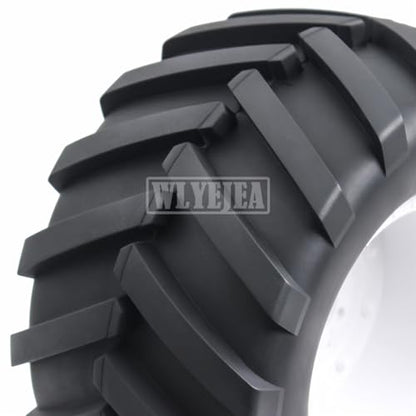 4PCS 1/8 Scale RC Monster Truck Rubber Tire w/17mm Hex Plastic Wheel Rim 170mm/90mm Rubber Rocks Tyres Set Fit for 1/8 Traxxas Sledge 95076-4 Arrma Kraton 6S Typhon 3S HSP HPI Redcat Kaiju - color: 1/8 White 1