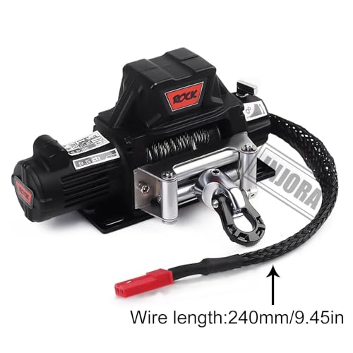INJORA Metal Automatic Winch Wireless Remote Controller System for 1:10 RC Crawler Car Axial SCX10 90046 TRX4 Redcat (Black) - color: Black