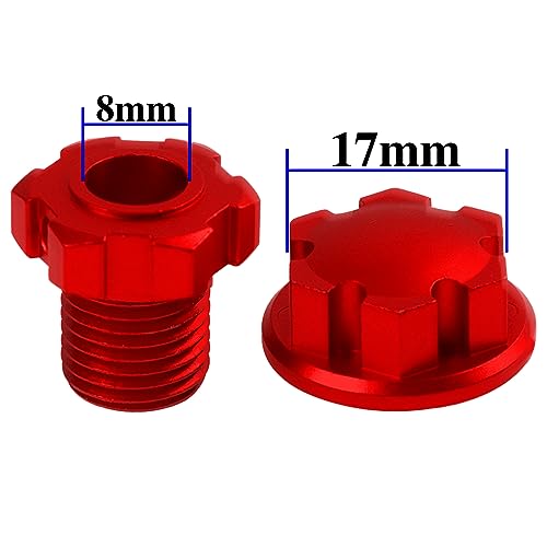 Aluminum 17mm Splined Wheel Hubs Adapter & Nuts #8654 Compatible with Traxxas 1/10 E-Revo 2.0 Maxx & 1/8 Sledge RC Car (Red) - color: Red