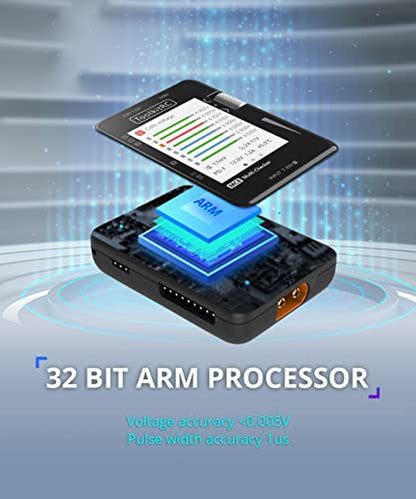 ToolkitRC MC8 Mini Size Cell Checker 32 Bit Battery Multi-Checker PWM Output PPM SBUS Readout for lipos ESC Servo Tester Tool Multi Tool with USB-C Fast Charging