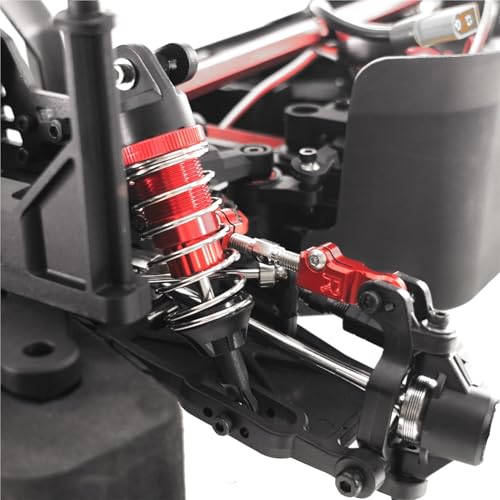 Metal Front and Rear Steering Link Rod Ends Compatible with MJX 1/10 10208 V2 V3 and 1/7 7303 7304 RC Cars, Upgrade Ball Joint Set(Red) - color: Red