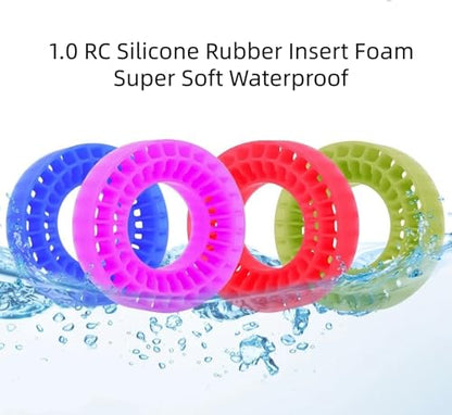 1.0 RC Silicone Rubber Insert Foam Fit 58-64mm 1/24 Crawler Wheels Tires Super Soft Waterproof 55 x 20mm for 1:24 1:18 Crawler Car Traxxas TRX4M SCX24 FCX24 AX24 Upgrades 4PCS (Purple) - color: Purple