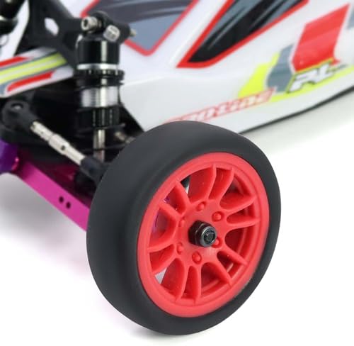 4PCS Pre-Glued On-Road Drift Racing Smooth Rubber Tires and Wheel Rims Set 7MM Hexagon for 1/24 Losi Micro-B RC Car Upgrades Parts (12Spoke-Blue) - color: 12spoke-blue