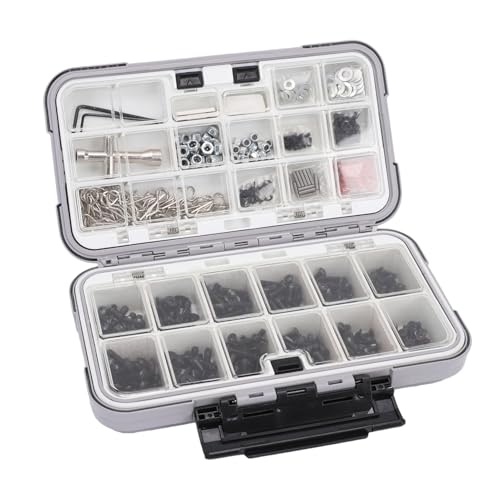 SUNGOOYUE M3 M4 Rc Screw Kit Universal Rc Screw Kit, Stainless Steel M3 M4 Screws Nuts for 1/8 1/10 /12/16 Scale Cars, 537Pcs Hardware Fasteners with Double Sided Organizer Box Grey